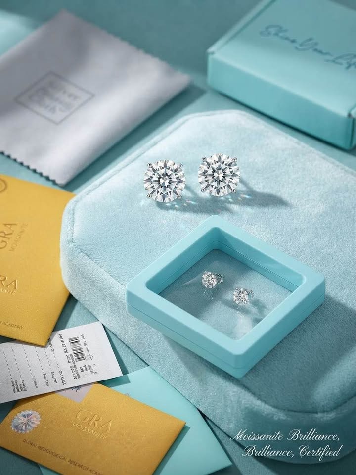 1 Carat Moissanite Solitaire Stud Earrings-GRA Certified