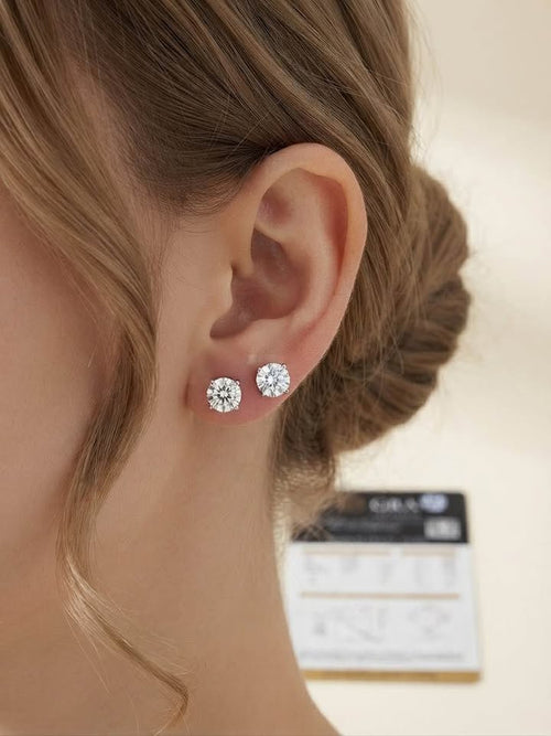 1 Carat Moissanite Solitaire Stud Earrings-GRA Certified