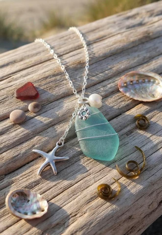 Coastal Seaside Charm Sea Glass Necklace