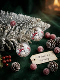 Festive Winter Snowman & Cardinal Glass Earrings