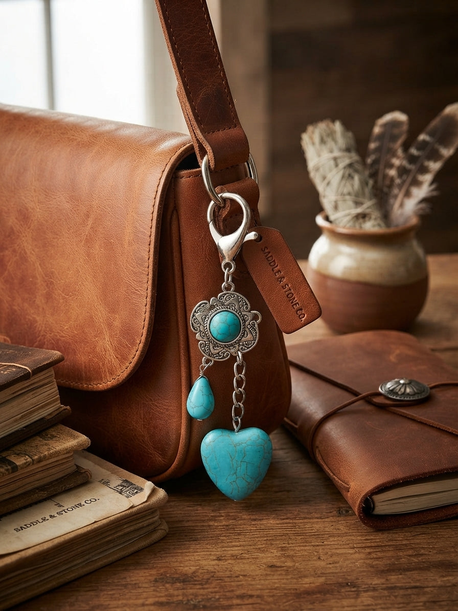 Turquoise Style Heart Purse/Bag Charm
