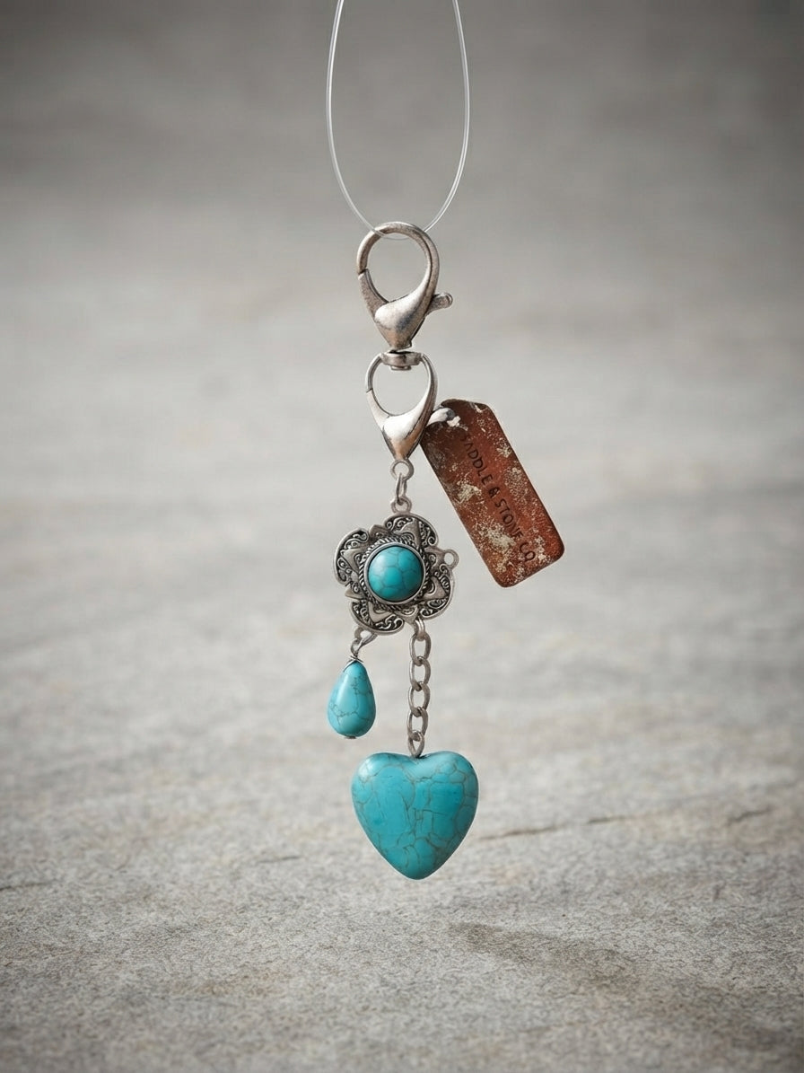 Turquoise Style Heart Purse/Bag Charm