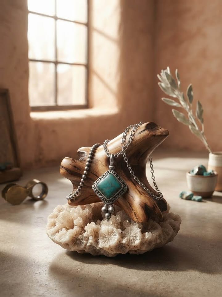 Southwestern-Inspired Diamond Turquoise Pendant Necklace