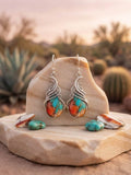 Southwestern Boho Rust & Turquoise Color Teardrop Earrings