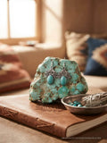 Southwestern Turquoise-Style & Silver-Tone Rose Drop Earrings