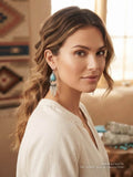 Southwestern Turquoise-Style & Silver Fringe Teardrop Earrings