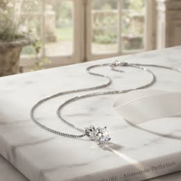 Sterling Silver Solitaire Moissanite Pendant Necklace