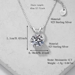 Sterling Silver Solitaire Moissanite Pendant Necklace