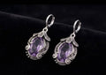 Vintage Style Purple Oval Dangle Earrings