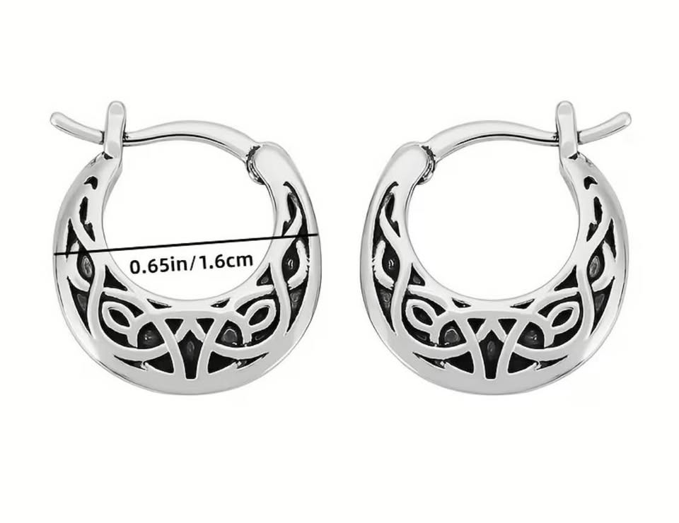 Vintage style ornate floral brass bronze hoop earrings