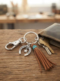 Western Horseshoe & Leather Tassel Purse Charm
