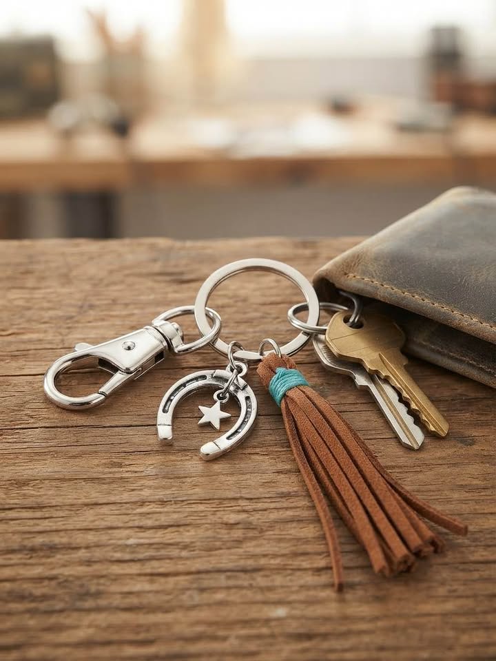 Western Horseshoe & Leather Tassel Purse Charm