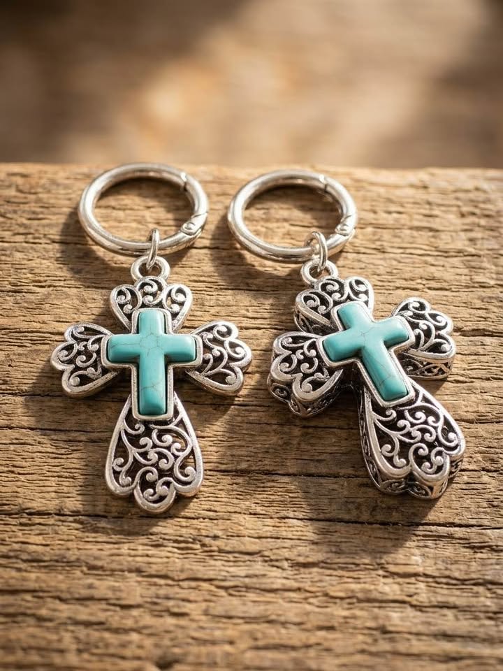 Western Turquoise-Tone Cross Boot or purse Charms